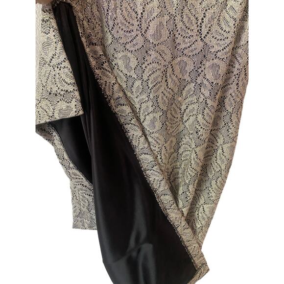 Vintage Formal Midi Dress US 7/8 Floral Silver Beige Bodycon Gown Classic Glam - Picture 6 of 10